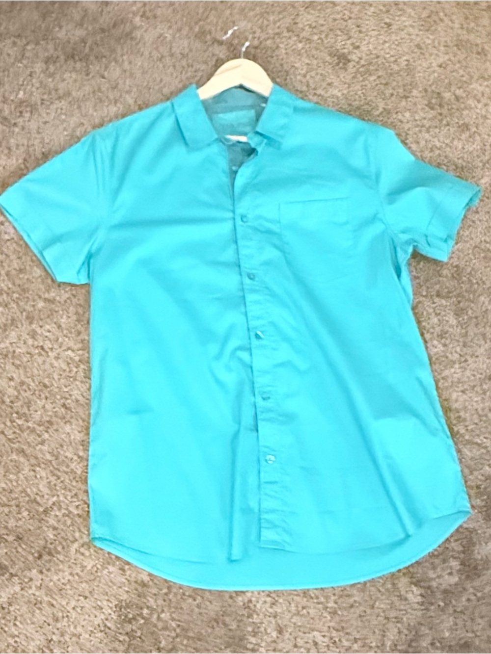 Men's Guess Short-Sleeve Button-Up Shirt - Turquoise